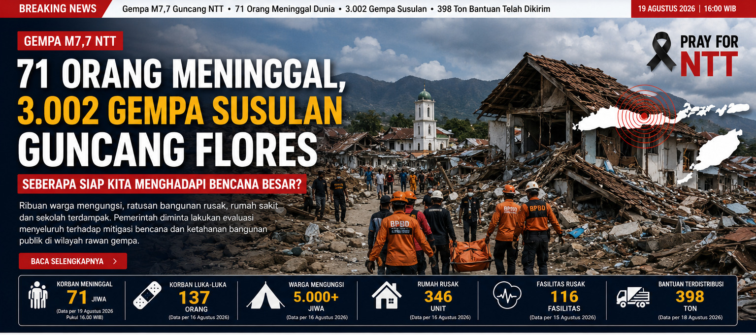 Gempa M7,7 Guncang NTT, Puluhan Warga Meninggal Dunia